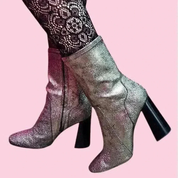 Design Lab x Lord&Taylor Maala Boots Size 8B Metallic Silver Pewter High Heels. - Picture 2 of 16